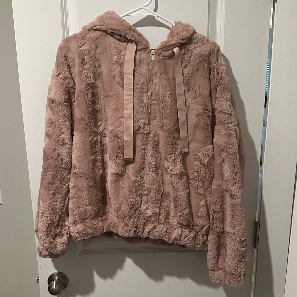 Express Pink Faux Fur Puffer Jacket